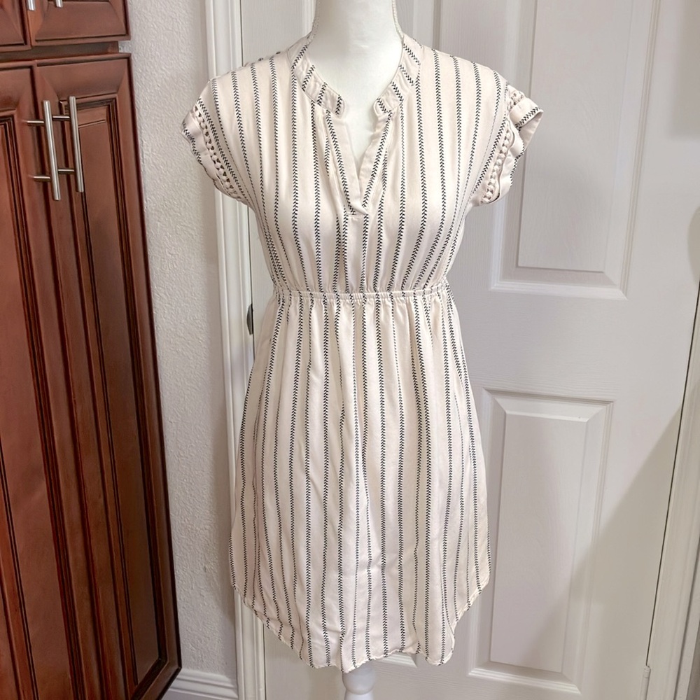 Striped cream/black midi Dress Size:S